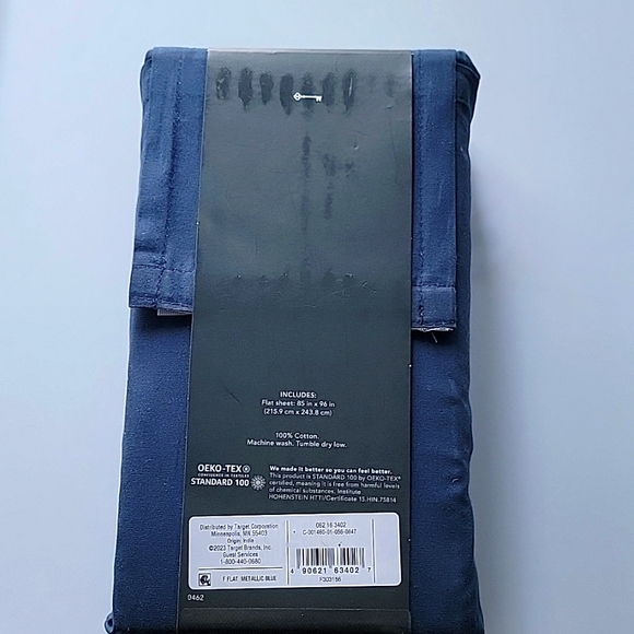 Threshold Full 300 Thread Count Ultra Soft Flat Sheet Dark Blue - Picture 6 of 8
